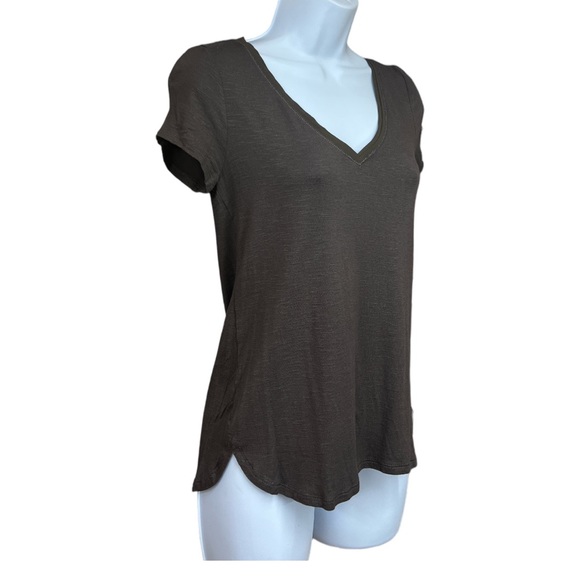 Sz XXS Brown V-Neck Short Sleeve White House Black Market Top - Picture 3 of 7